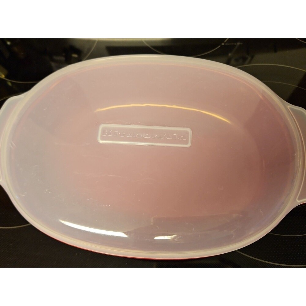 Kitchen Aid Red 9" x 13" Microwave Veggie Food Steamer 3 piece set